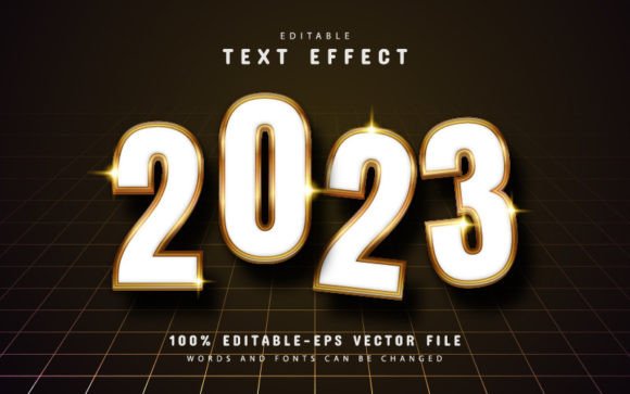2023 White Golden 3D Text Effect: A Versatile and Editable Design for All