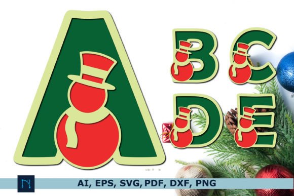 3D Christmas Santa Claus Alphabet Bundle