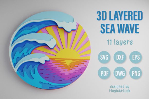 3D Layered Sea Wave: A Creative Tool for Crafters and Designers