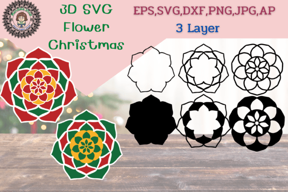 3D SVG Flower Christmas