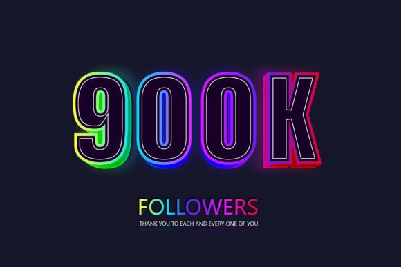 900k Followers 3d Neon Text Effect
