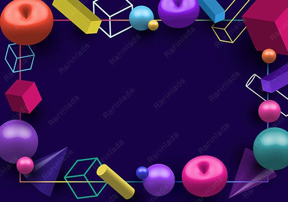 Abstract 3D Geometric Shapes Elements