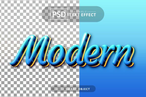 Blue Modern 3d Text Effect Editable for Professional Designers
