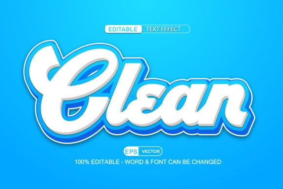 Clean Editable Text Effect Vector 3D Sty