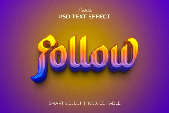 Follow Editable 3d Text Effect Mockup