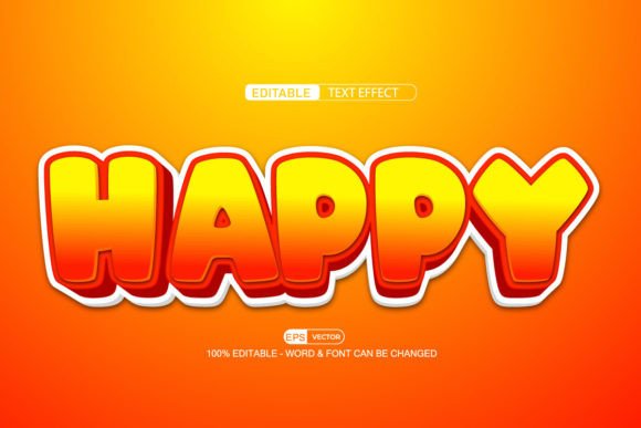 Happy Editable Text Effect Vector 3d Sty for Creative Workflows