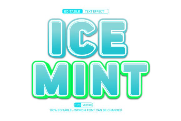 Ice Mint Text Effect Vector 3D Style