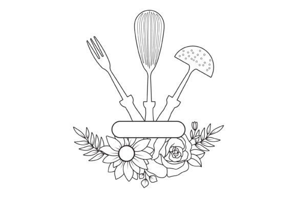 Kitchen Monogram 3D Svg with Flower Svg