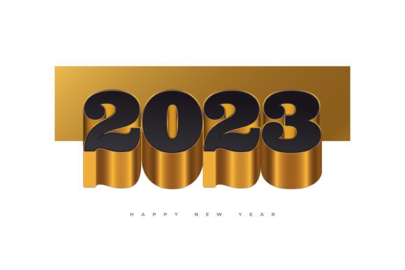 New Year 2023 in Black and Gold 3D
