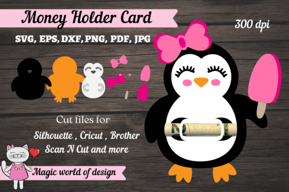 Penguin Money Card Svg 3d Paper Cutting