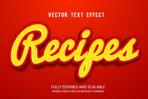 Recipes 3D Editable Text Effect Vector: A Versatile Design Tool