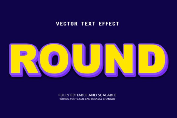 Round 3d Editable Text Effect Vector