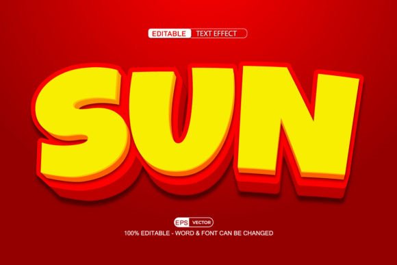 Sun Editable Text Effect Vector 3D Style