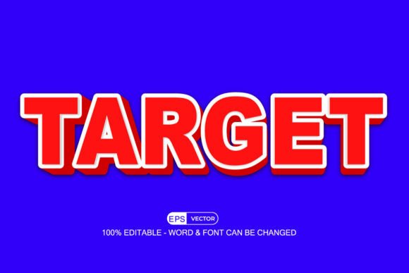 Target 3D Editable Text Effect Vector for Adobe Illustrator